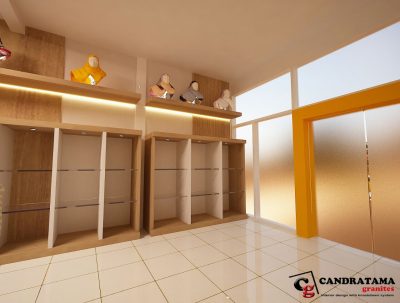interior butik dirancang