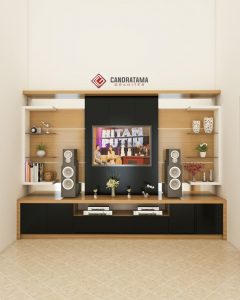 rak backdrop meja tv