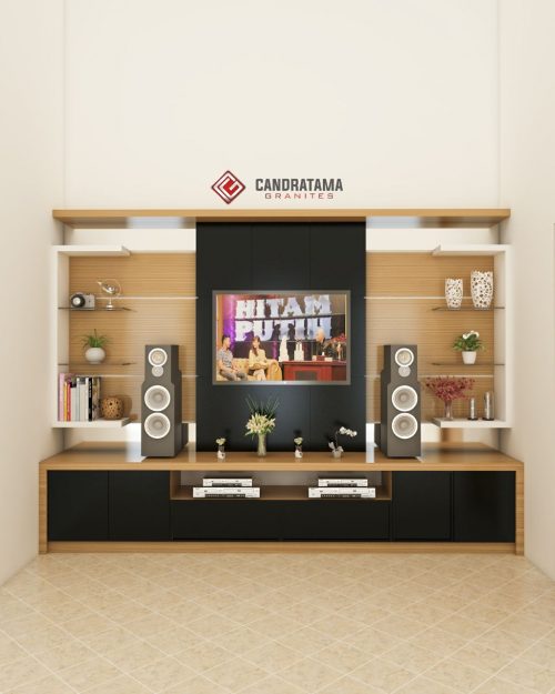 rak backdrop meja tv